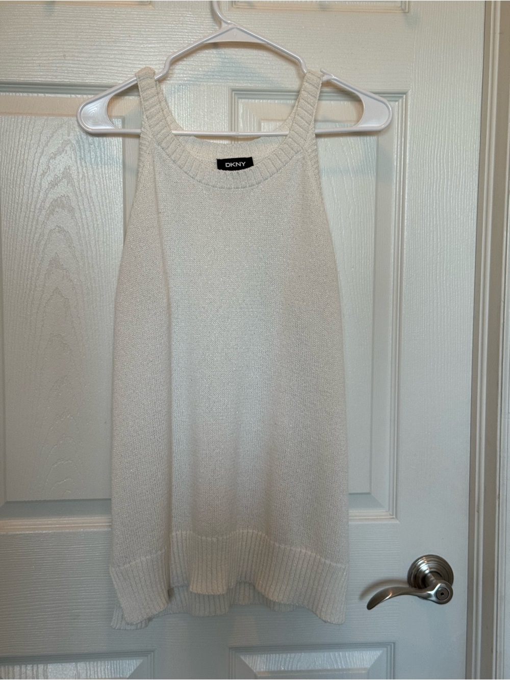 DKNY Cream Ribbed-Neck Knit Tank
